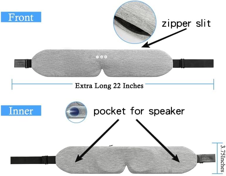 ALASKA BEAR Sleep Headphone Mask Bluetooth 5.2 HD Stereo Noise Reduction 3D Eye Mask for Sleeping Eye Contour Built-in Mask w/Thin Speakers Wireless Audio Sports Headgear(Gray)