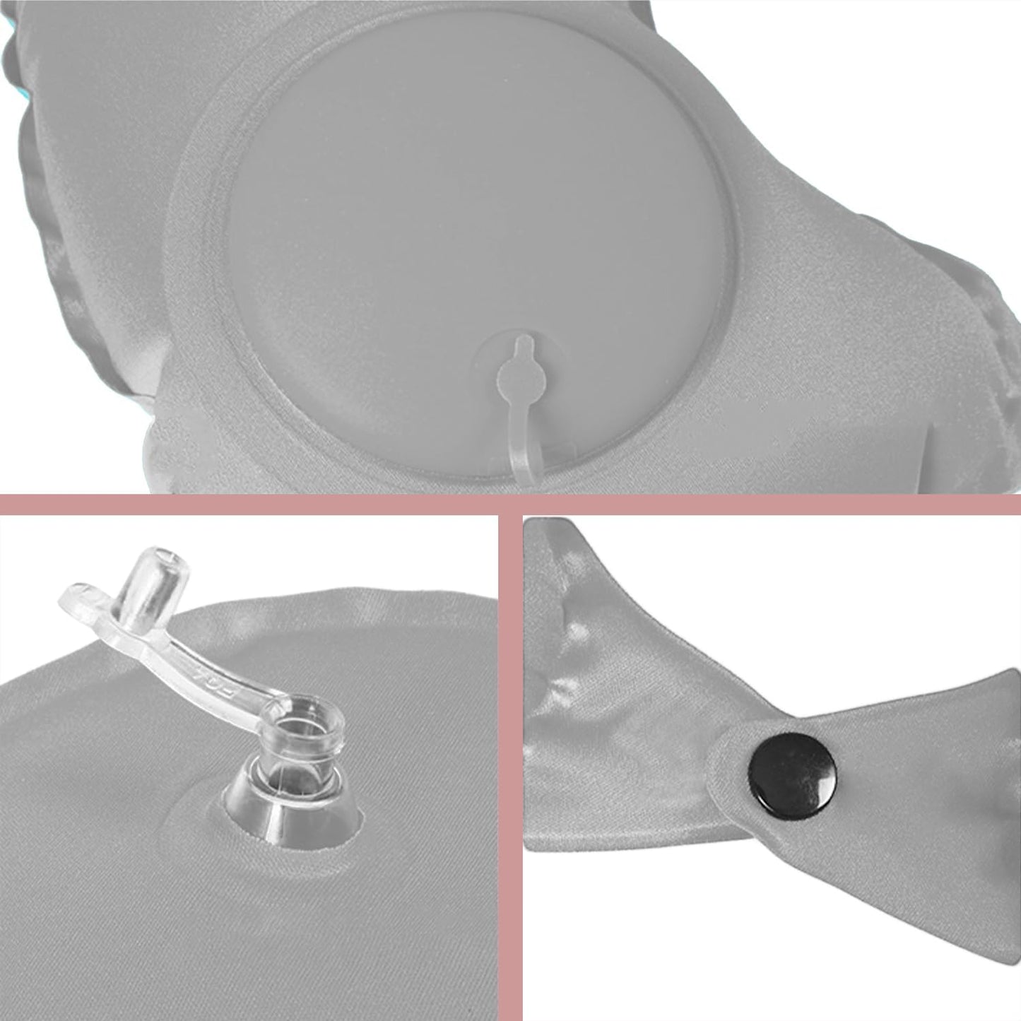 Inflatable Travel Pillow for Sleeping Airplane - Inflatable Neck Pillow for Traveling on Plane, Press to Inflate,Portable Travel Neck Pillow with Carry Bag (Gray)