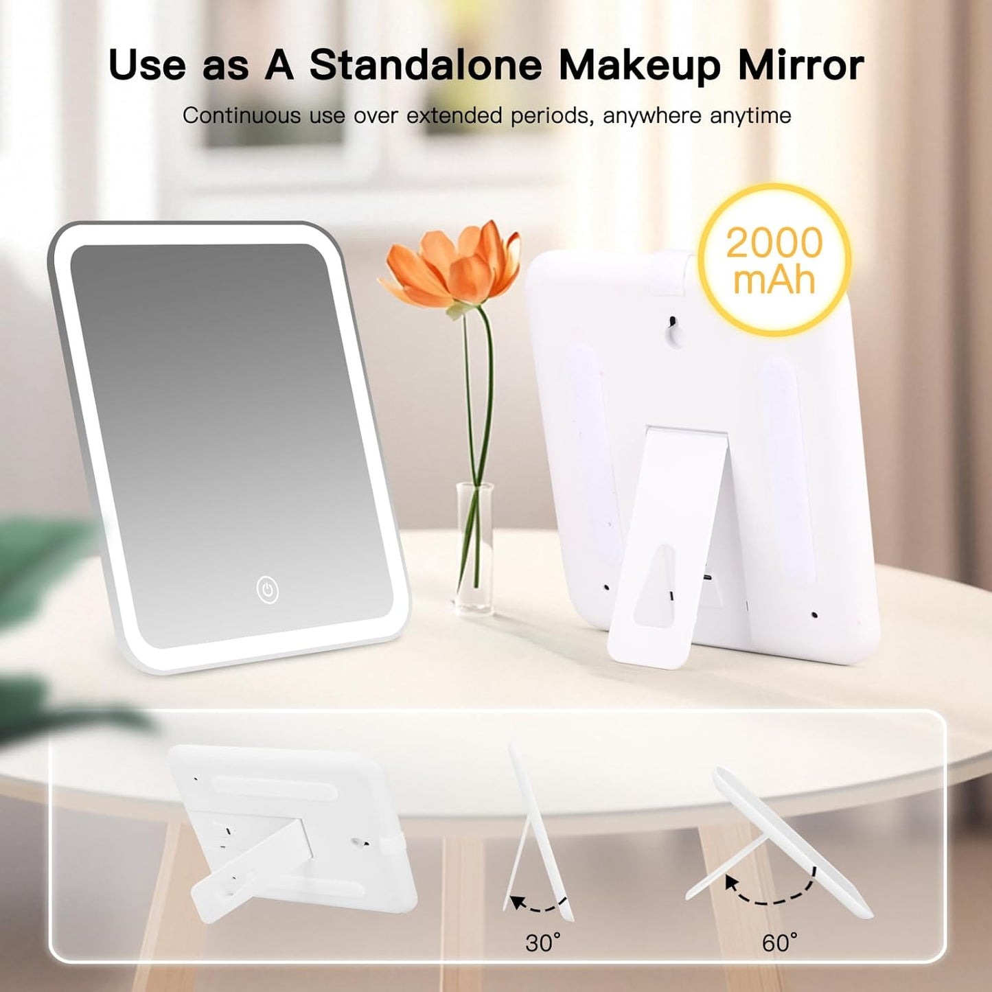 Travel Makeup Bag with LED Mirror, Cosmetic Bags for Women with Light up Mirror, Travel Essentials Makeup Organizer, Makeup Case with Adjustable Dividers and Brush Holder, 3 Color Lights