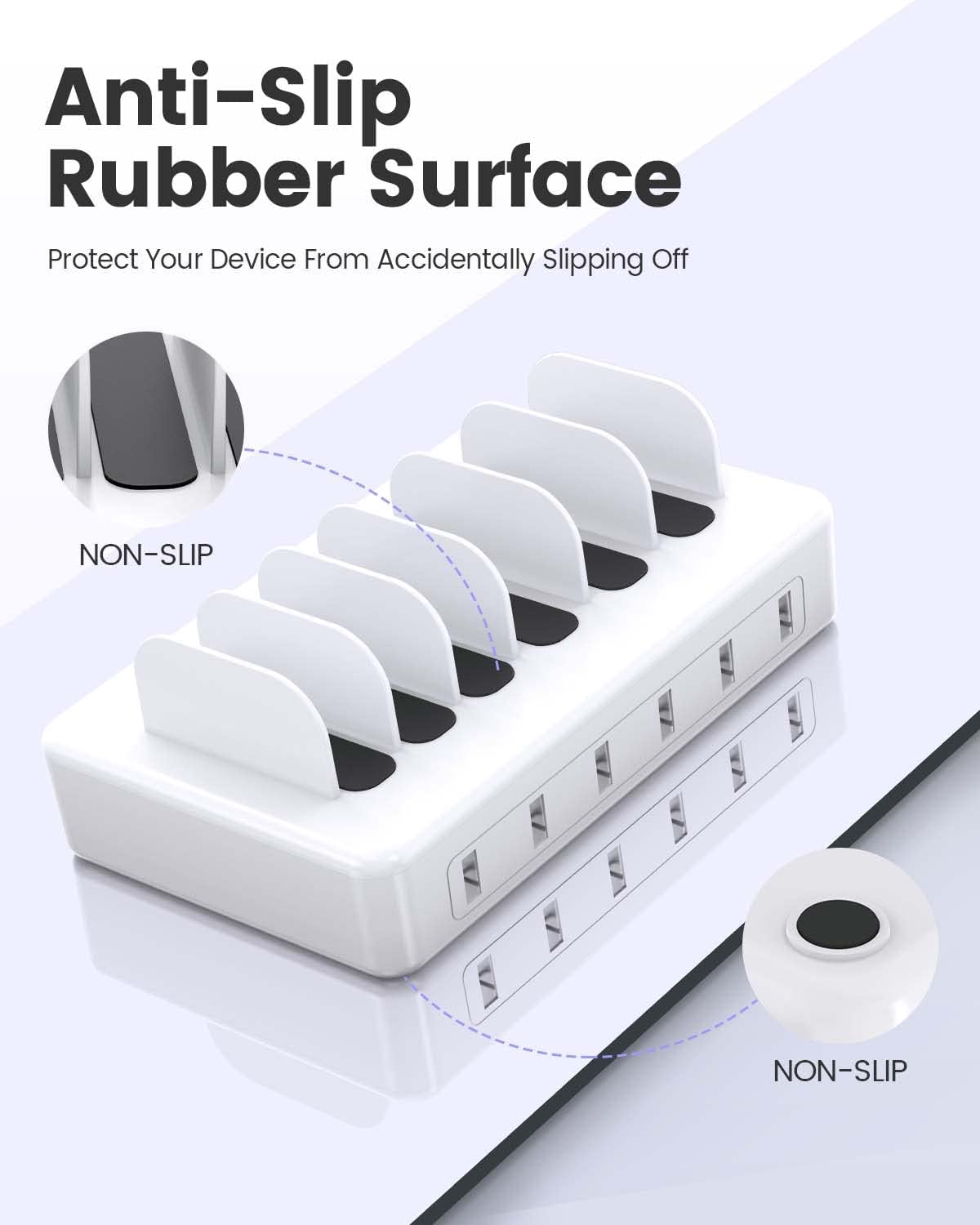 Charging Station for Multiple Devices Apple, CREATIVE DESIGN 50W Multi Charger Station with 6 USB Ports & 6 Cables, Charging Dock for Apple Android Phone iPad Kindle Tablet and Other Electronic