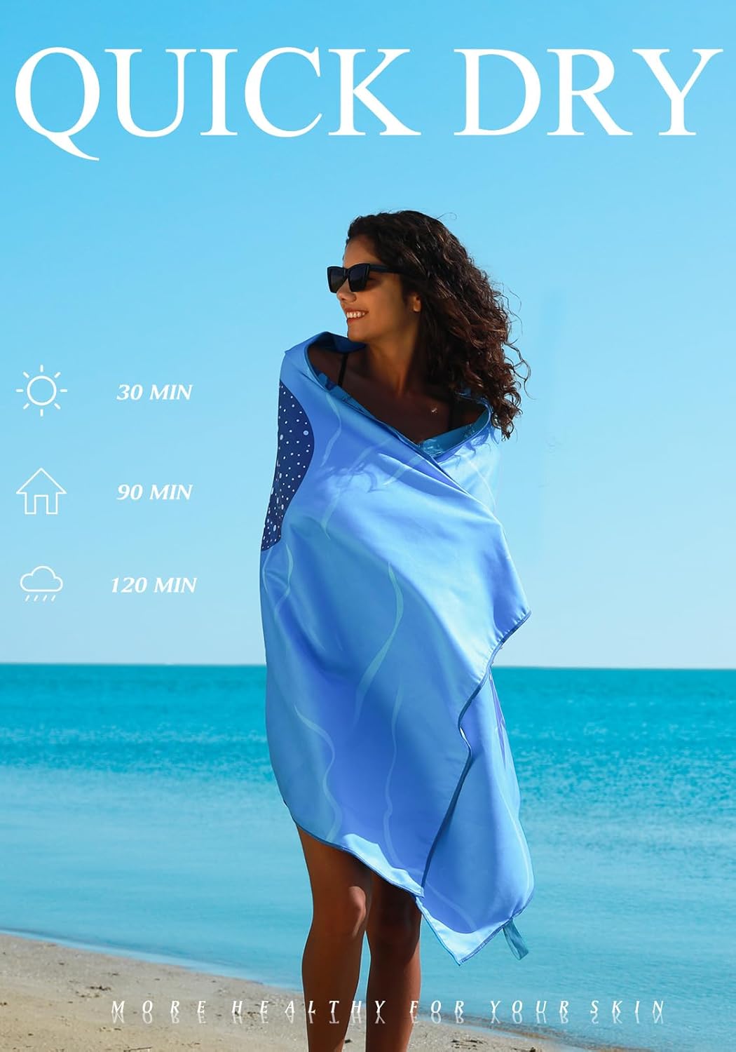 2 Pack Microfiber Lightweight Thin Beach Towel Sand Free Quick Dry Super Absorbent Large Towels for Swimming Pool Yoga Gym Travel Vacation Beach Accessories Essentials for Adults