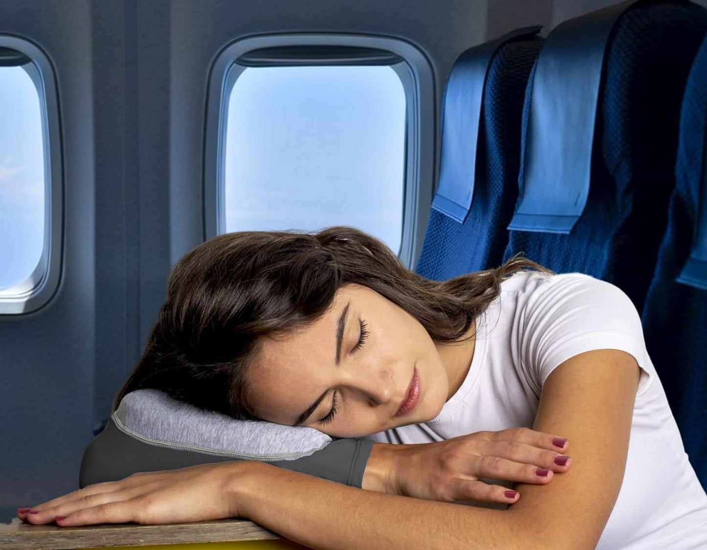 Arm Pillow, Portable Travel Memory Foam Pillow, Ultra Slim and Comfortable (Grey)