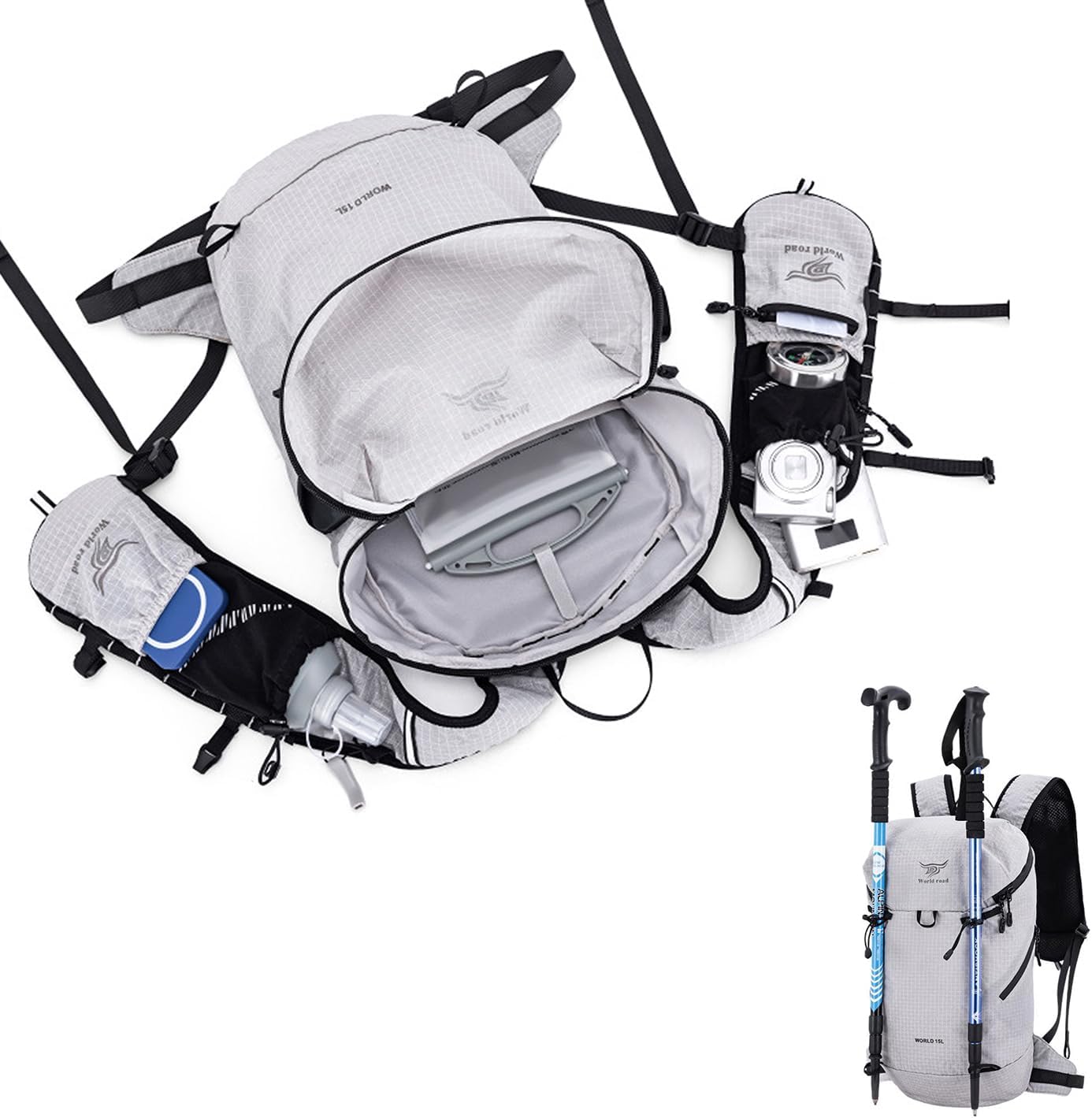 15L Hydration Backpack with 2L Water Bladder Water Backpack for Women, , Lightweight & Comfortable Running Vest for Running, Hiking, Cycling, Climbing, Camping, Biking,Rave