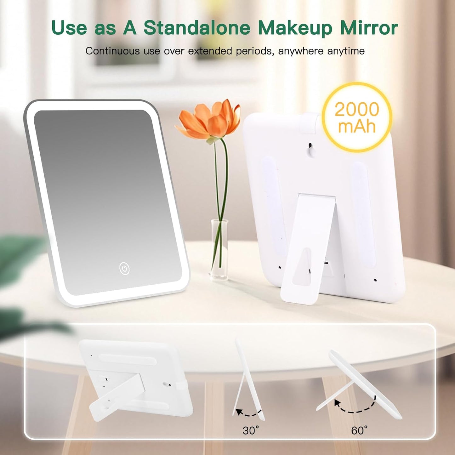 Travel Makeup Bag with LED Mirror, Cosmetic Bags for Women with Light up Mirror, Travel Essentials Makeup Organizer, Makeup Case with Adjustable Dividers and Brush Holder, 3 Color Lights