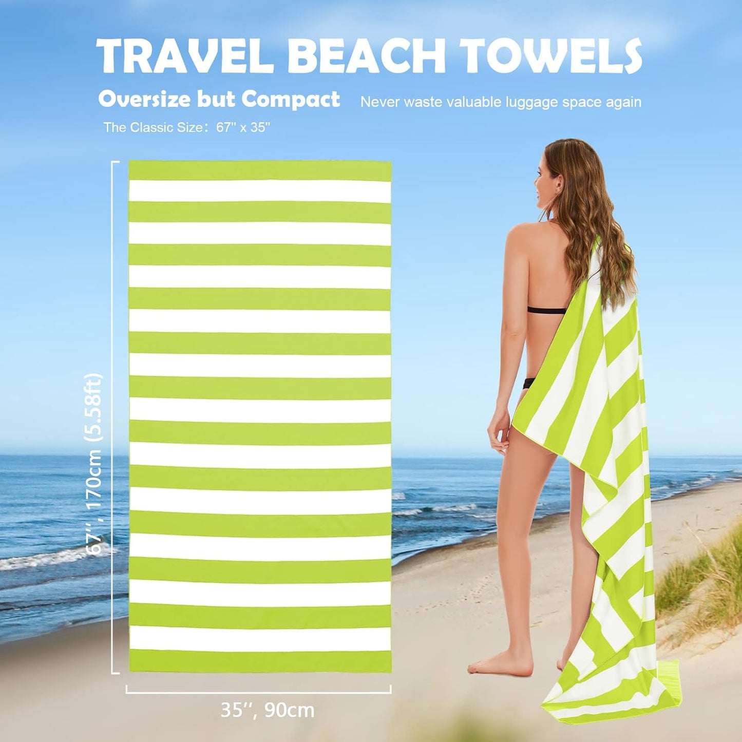 Your Choice Microfiber Quick Dry Sand-Free Beach Towel for Adults & Kids (67x35 Inch, 60x30 Inch) - Oversized, Compact, Lightweight, Absorben