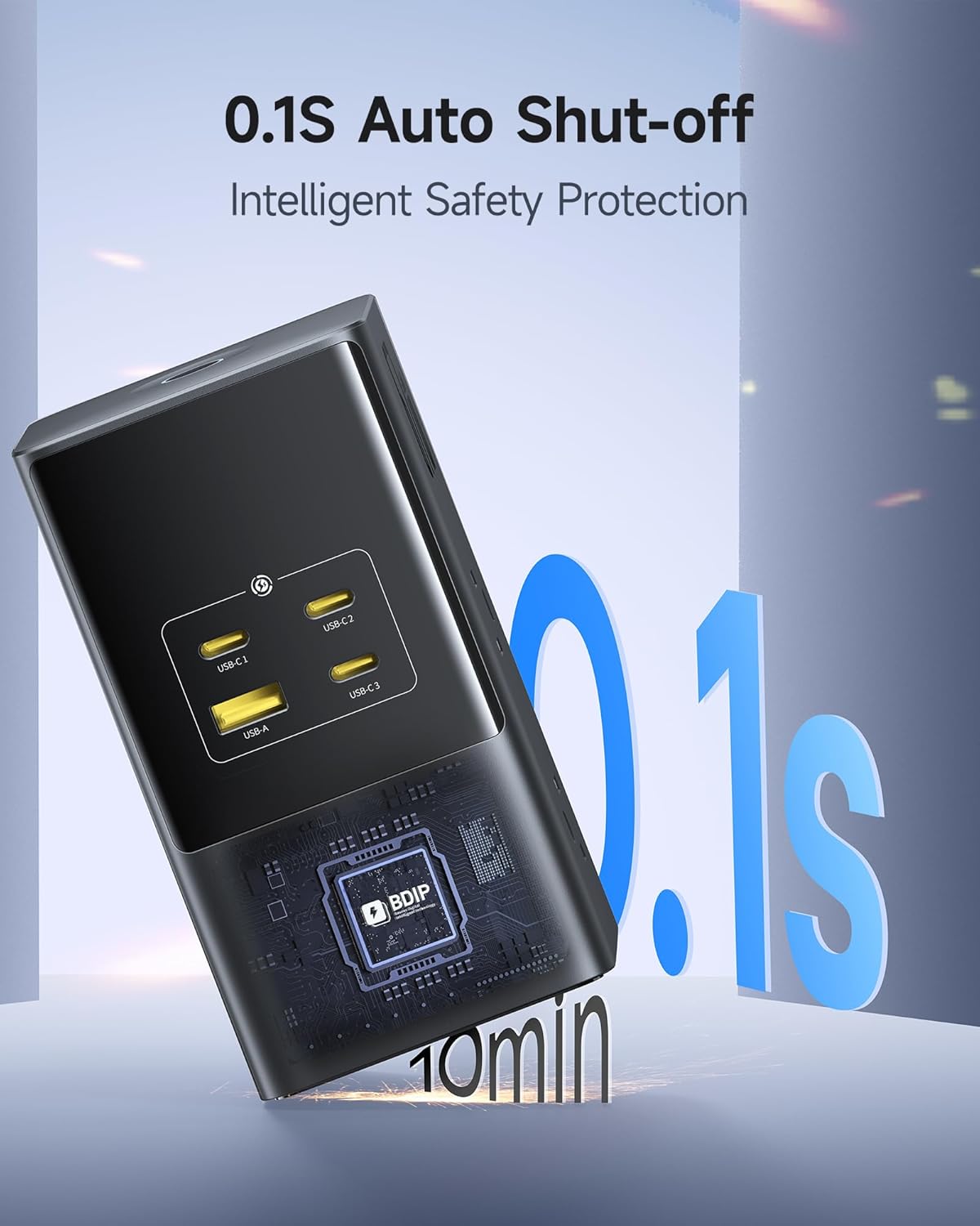 Baseus Charging Station 67W, 10-in-1 USB-C PD Fast Charging Desktop Charger with 1200J Surge Protection, 5ft Extension Cord, 6 AC, 3 USBC, 1 USBA Ports for iPhone 16/15, MacBook, Tablet, Desktop