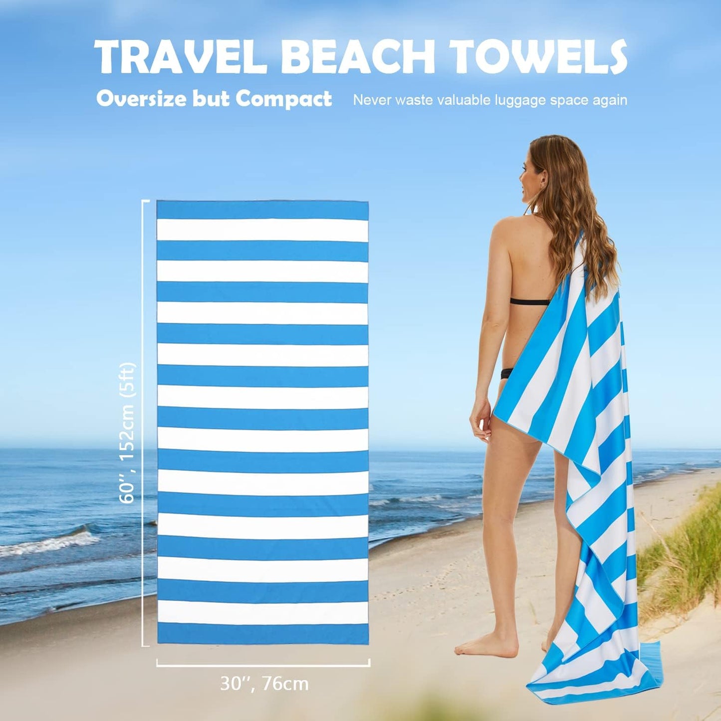 Your Choice Microfiber Quick Dry Sand-Free Beach Towel for Adults & Kids (67x35 Inch, 60x30 Inch) - Oversized, Compact, Lightweight, Absorben