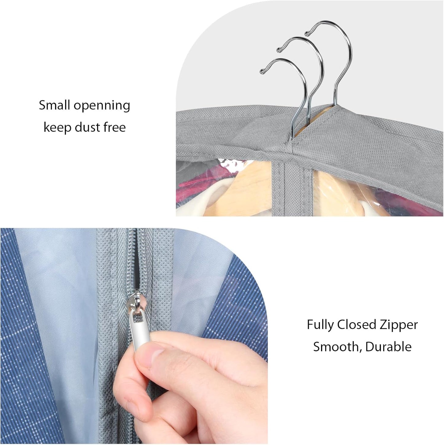 Zilink 40" Suit Bags for Closet Storage Clear Mink Coat Storage Bag Hanging Garment Bags for Storage with 4" Gussets for Suit, Fur Coat, Leather Jacket, Shirts and Sweater, Set of 4