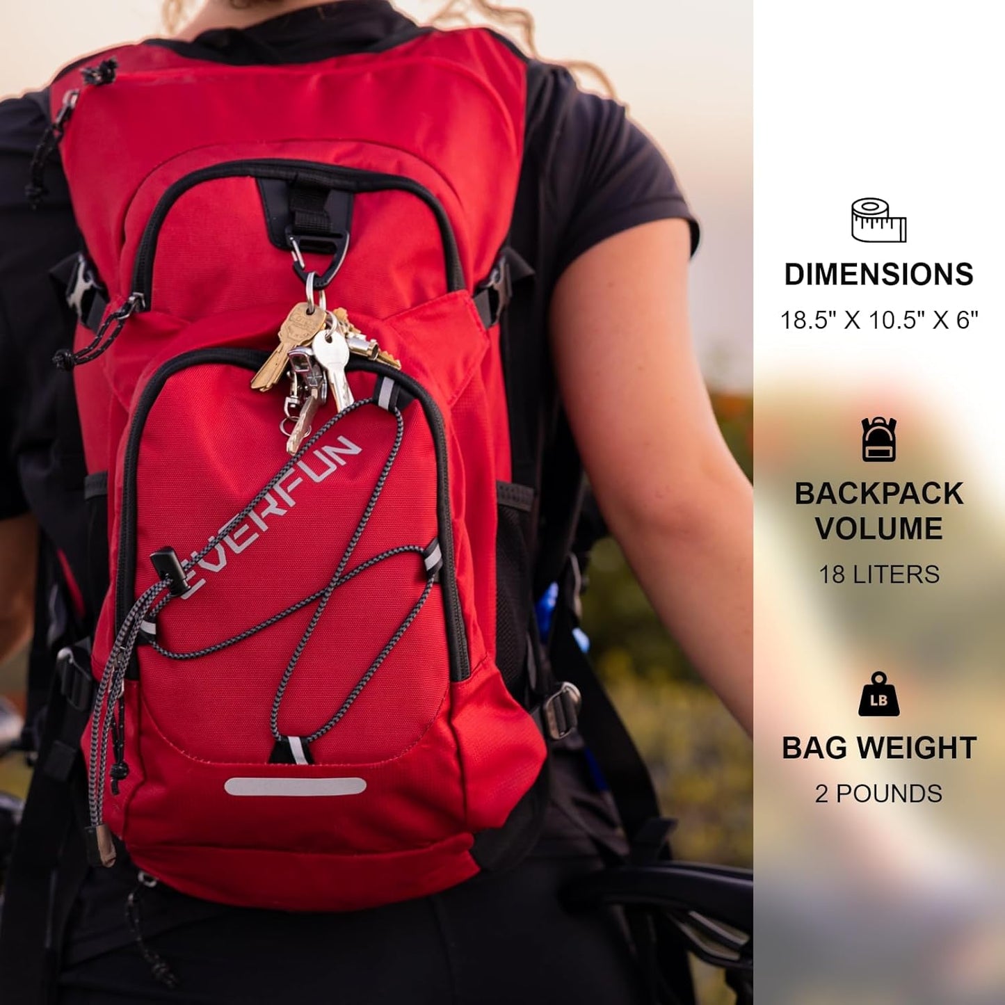 Everfun Hydration Backpack 18L with Water Bladder 2L/3L Hiking Water Backpack Women Men Hydration Pack Insulated Lightweight Day Hydropack with Storage for Hiking, Biking, Running, Festival