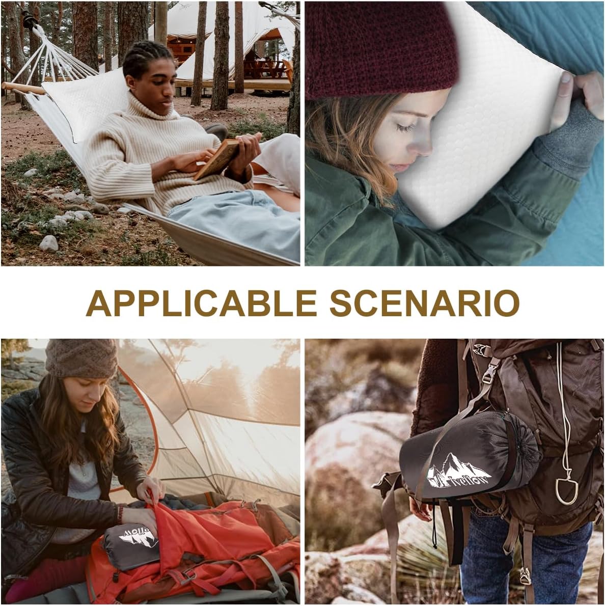 Ivellow Travel Pillow Cooling Camping Pillow for Sleeping Compressible Shredded Memory Foam Pillow Compact Firm Supportive Pillow for Adults Kids Outdoor Backpacking Hiking Essential Gear White M