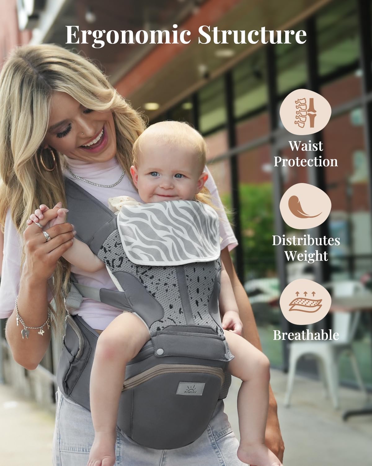 MOMTORY Carryall™ Pro Baby Carrier, Safety-Certified 6-in-1 Baby Carrier Newborn to Toddler, Detachable Baby Holder Carrier with Hip Seat, Ergonomic Cozy Baby Front and Back Carrier for 7-50lbs