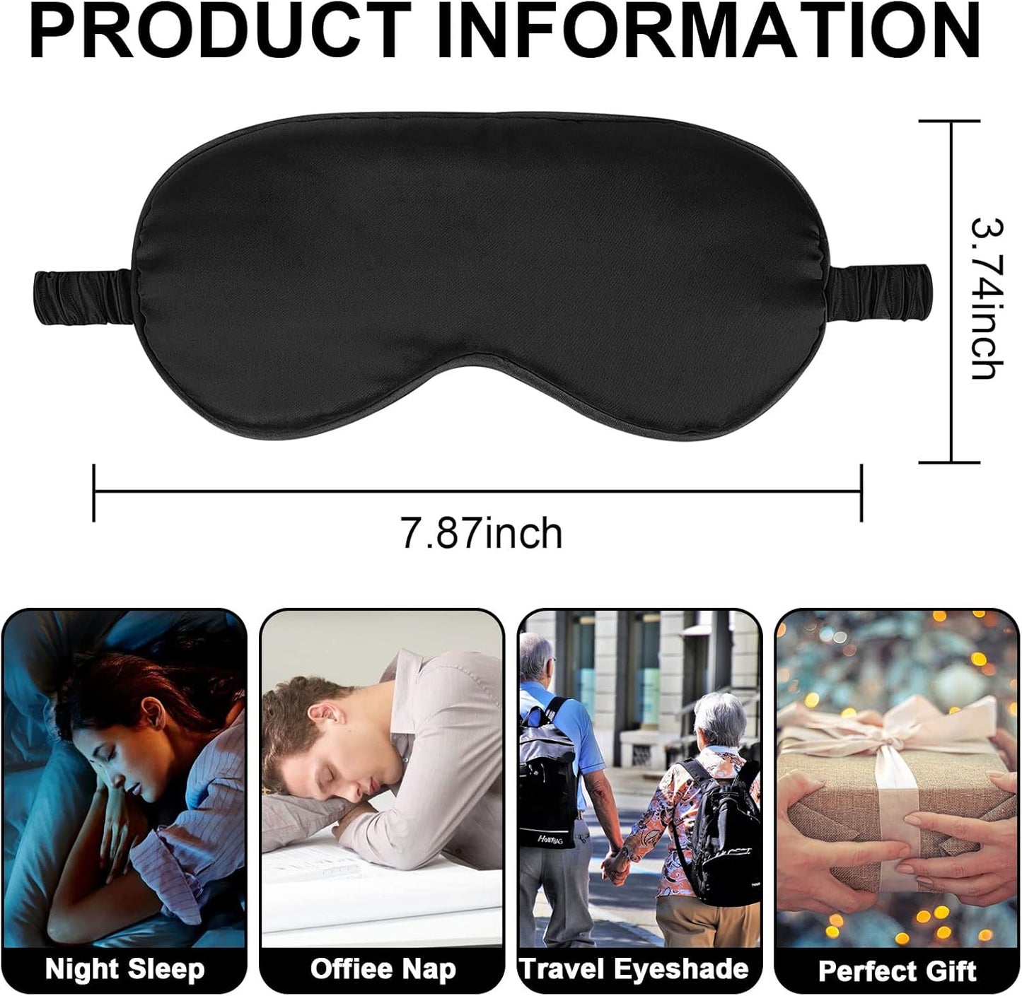 2Pack Silk Sleep Mask,IEKEODI Eye Mask for Sleeping,Elastic Blackout Eye Mask & Blindfold for Full Night's Sleep,Travel and Nap(Black+Purple)