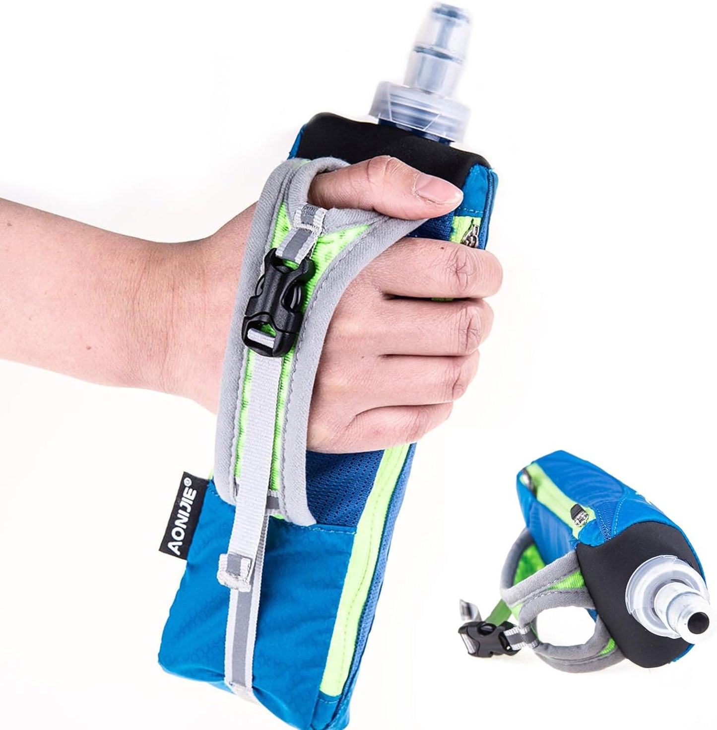 TRIWONDER Handheld Water Bottle for Running, Quick Grip Chill 17 oz Handheld Soft Water Bottle with Hand Strap Hydration Pack, BPA Sport Soft Flask (Black)