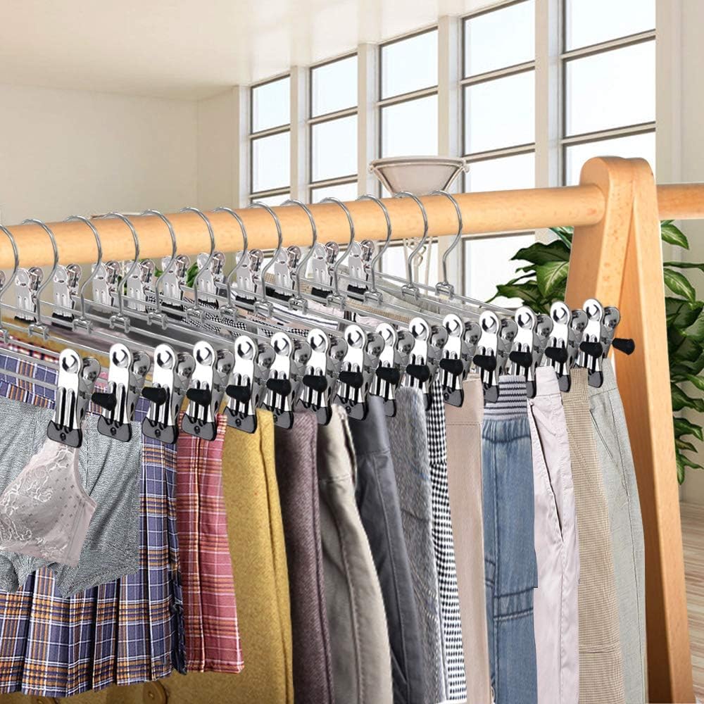 NORTHERN BROTHERS Pants Hangers 50 Pack, Skirt Hangers with Clips Shorts Hanger Closet Heavy Duty Clothes Hangers for Trousers Shirt Jeans Slim Hangers for Women Men