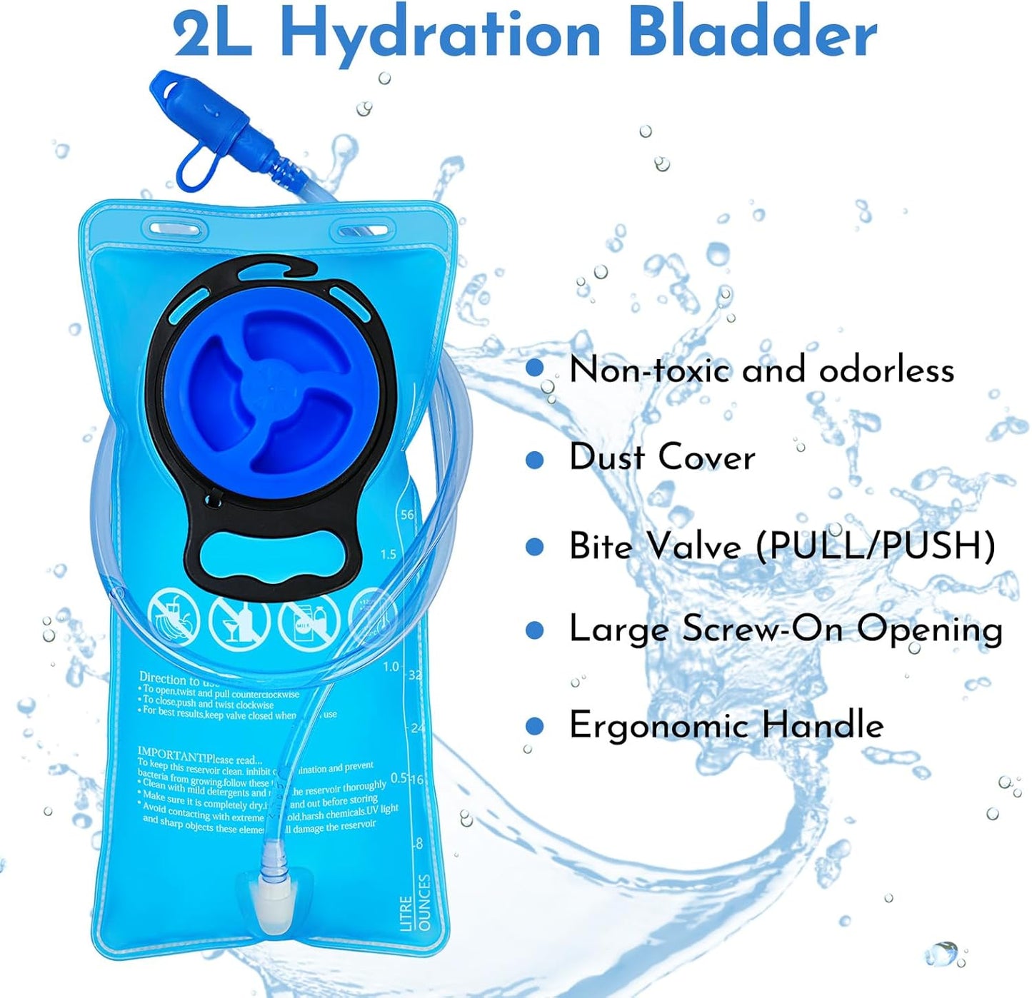 Tactical Hydration Backpack 2L Water Bladder - Lightweight Durable Pack for Hiking, Running, Outdoor Adventures, Adjustable Straps & Leak-Proof Design