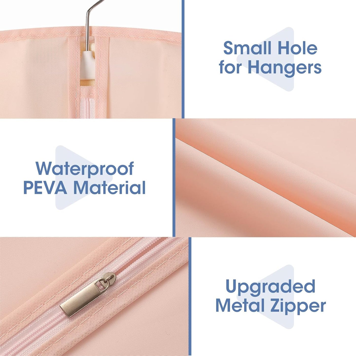 Dress Bags for Gowns, 65'' Pink Garment Bags for Hanging Clothes, Dress Garment Bag Women, Long Dress Cover with Clear Window for Dresses, Coats, Uniforms(2 Pack)