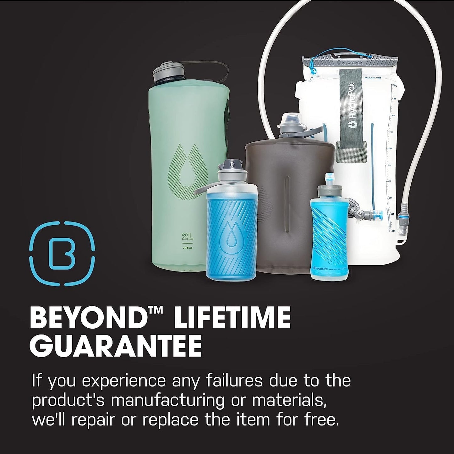 HydraPak Stow - Collapsible Backpacking Water Bottle (350ml, 500ml, 1L) - BPA Free, Ultra Light, Spill-Proof Twist Cap