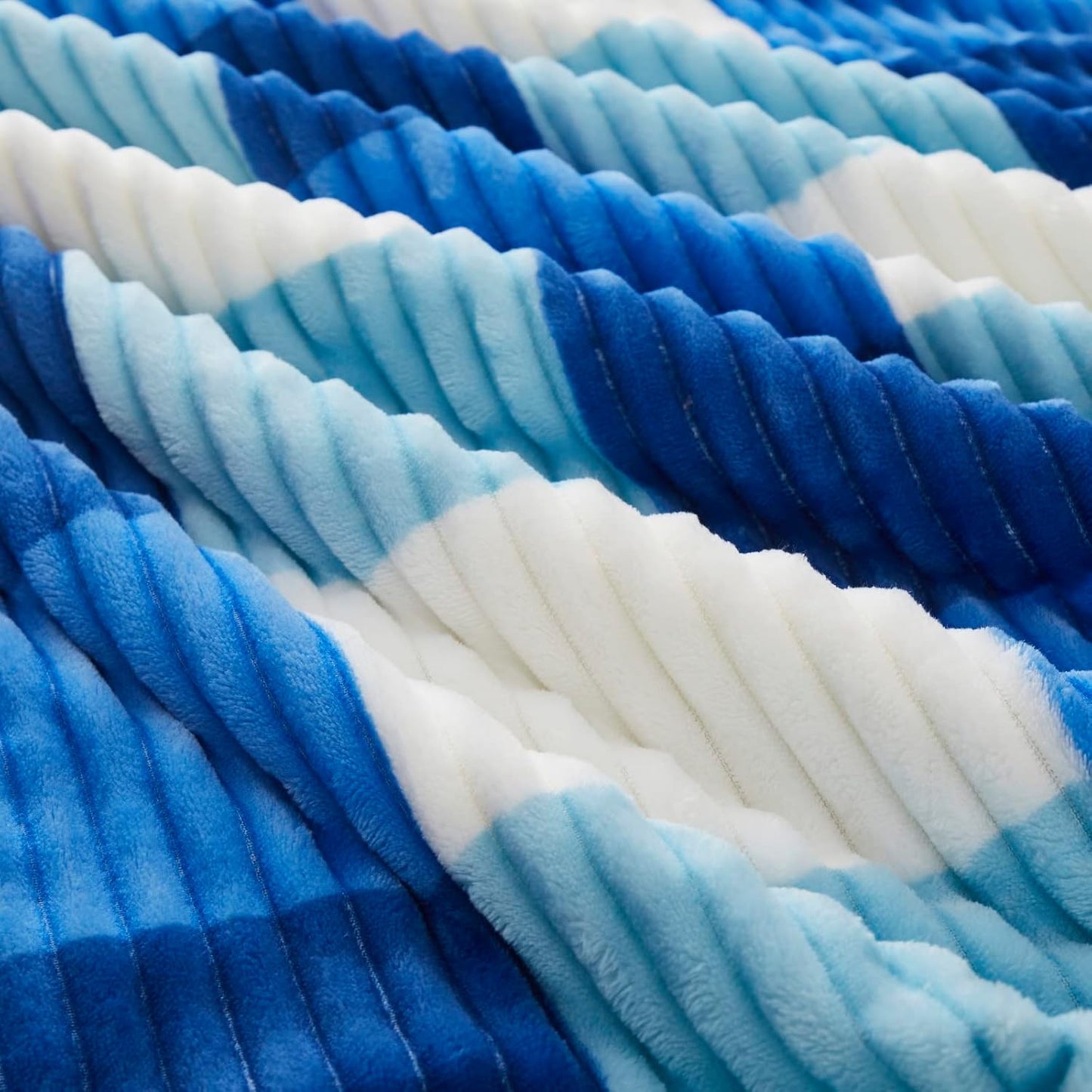 PU MEI Sherpa Blanket Twin Plaid Thick Bed Blanket, 90”*80” Super Soft Flannel Fuzzy Fleece Reversible Velvet Plush Warm Blanket for Couch(Blue Check, 80"*90")