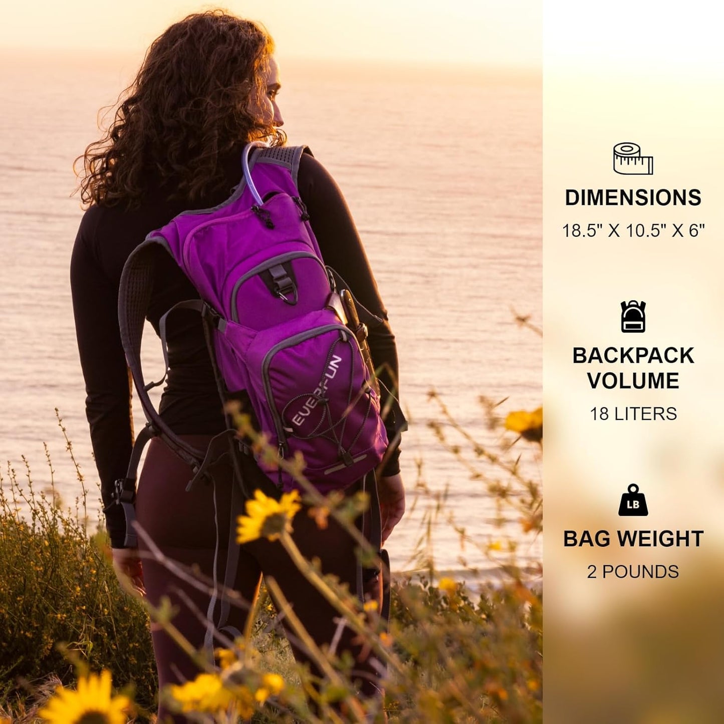 Everfun Hydration Backpack 18L with Water Bladder 2L/3L Hiking Water Backpack Women Men Hydration Pack Insulated Lightweight Day Hydropack with Storage for Hiking, Biking, Running, Festival