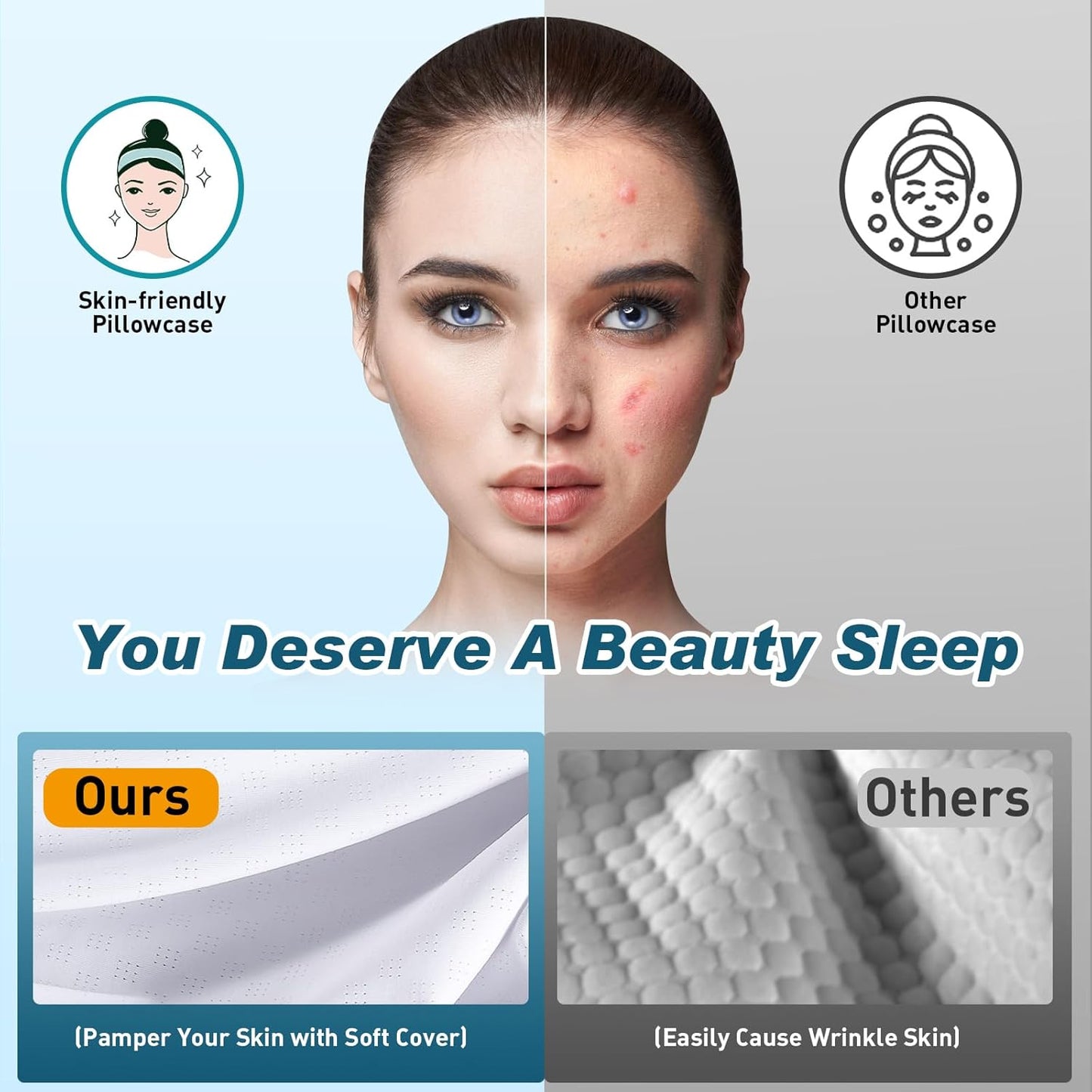 Cervical Neck Pillow for Pain Relief - Cooling Ergonomic Neck Support Pillow for Sleeping, Orthopedic Contour Memory Foam Pillows for Side, Back & Stomach Sleepers with Pillowcase