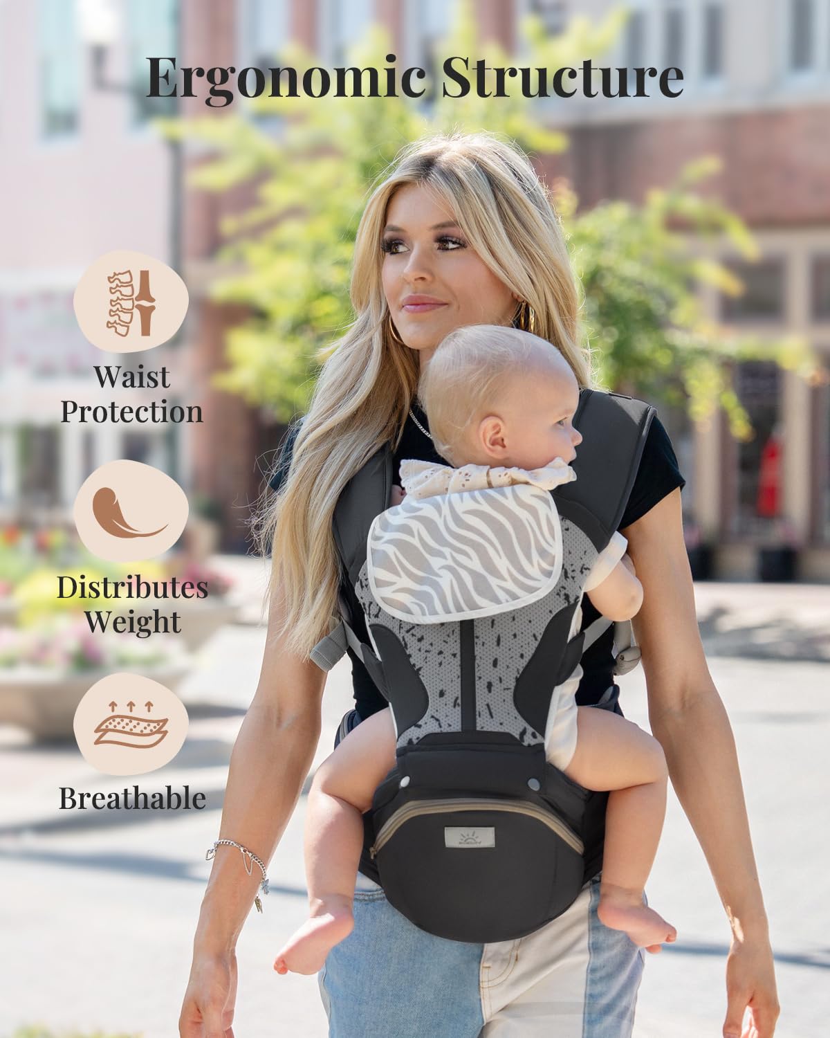 MOMTORY Carryall™ Pro Baby Carrier, Safety-Certified 6-in-1 Ultra Storage Baby Carrier Newborn to Toddler, Front & Back Baby Holder Carrier with Hip Seat, Pure Black