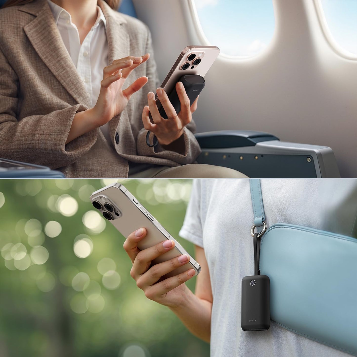 iWALK Mini Portable Charger 10,000mAh, 22.5W USB-C Fast Charging Power Bank with Built-in Cable, Travel Essential Ultra-Small Battery Pack Compatible for iPhone 16/16 Pro/15, Samsung, Google, Black