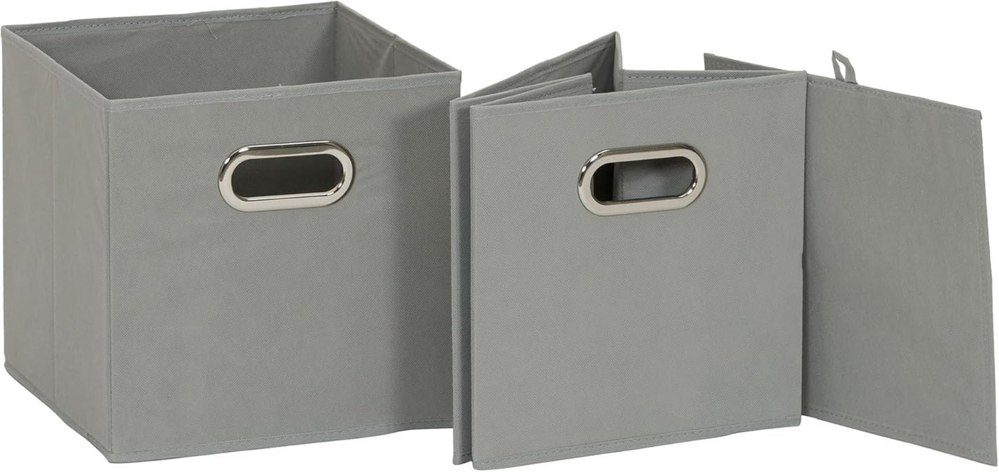 Household Essentials 84-1 Foldable Fabric Storage Bins | Set of 6 Cubby Cubes with Handles | Gray