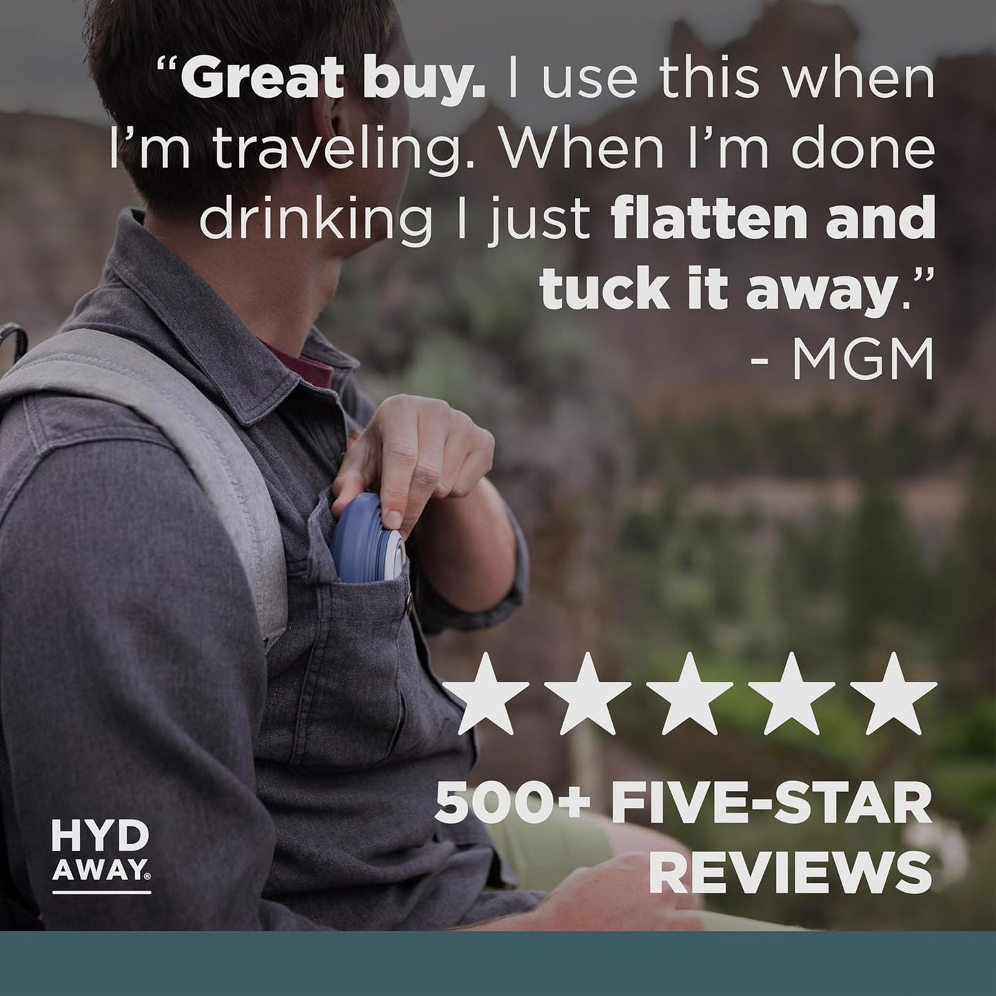 HYDAWAY 17oz Collapsible Water Bottle - BPA-Free, Leakproof, Lightweight, and Space-Saving - Perfect for Travel, Hiking, and Everyday Hydration