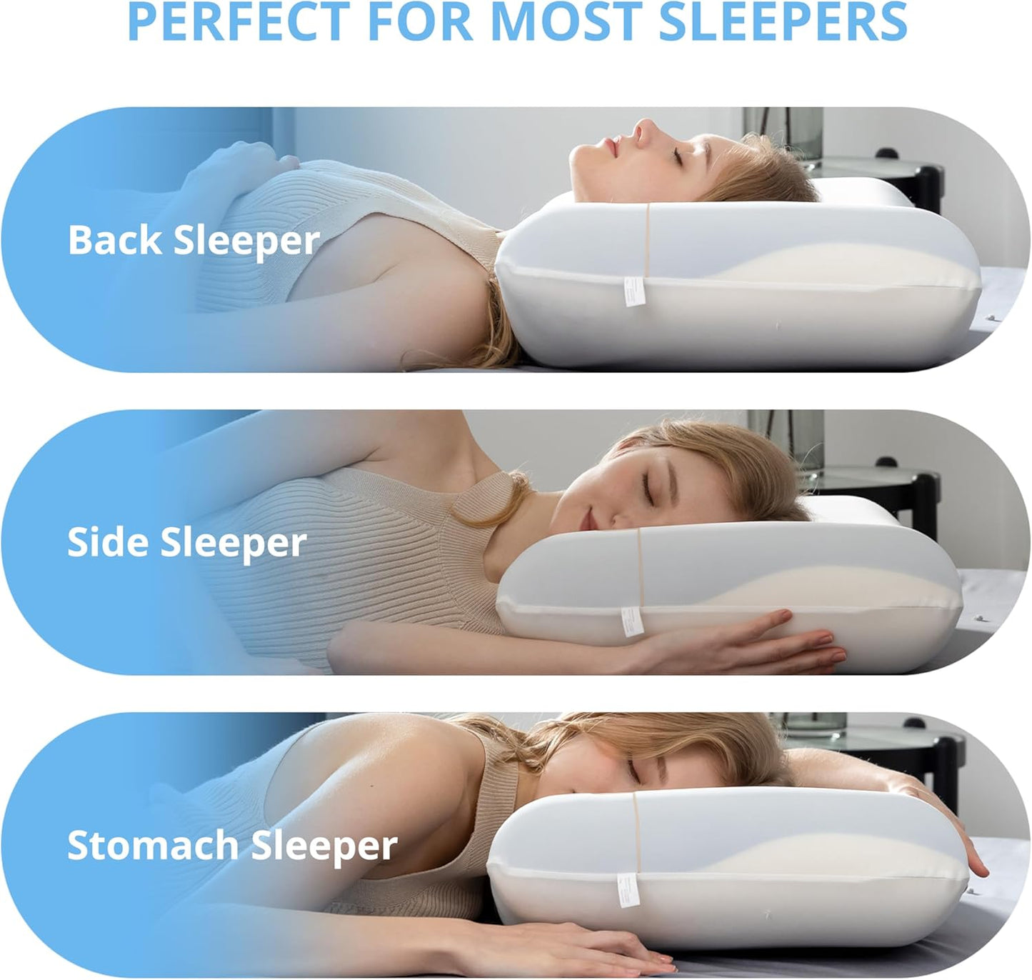 EGOHOME Cooling Memory Foam Pillow for Neck and Shoulder Pain,Two Firmness with Washable & Reversible Cover, Standard Size,1 Pack 4",CertiPUR-US