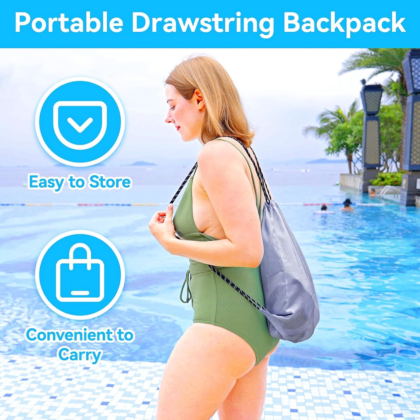 Baby Carrier, Dual-Use Adjustable Baby Sling Support Infant Chest Holder with Drawstring Backpack for Newborn to Toddler 13-33 lbs Swimming Pool Beach Land (Grey)