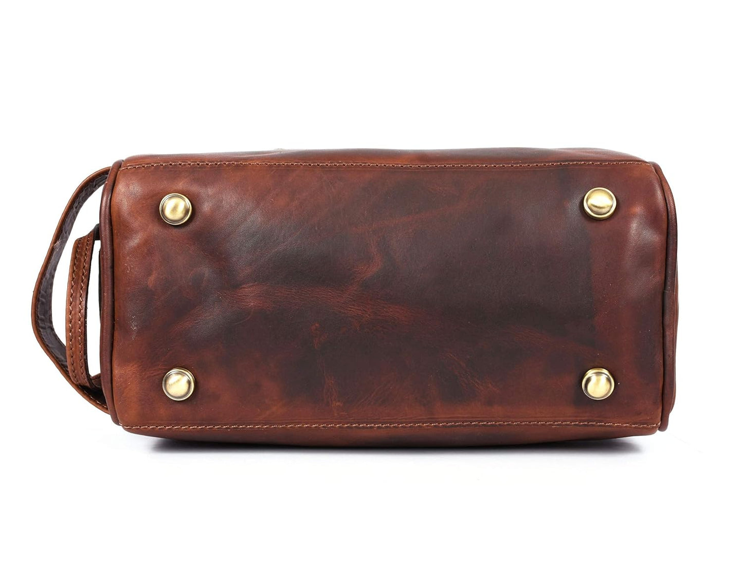 10" Premium Leather Toiletry Travel Pouch With Waterproof Lining | King-Size Handcrafted Vintage Dopp - Kit Gift for Father's Day By Aaron Leather Goods