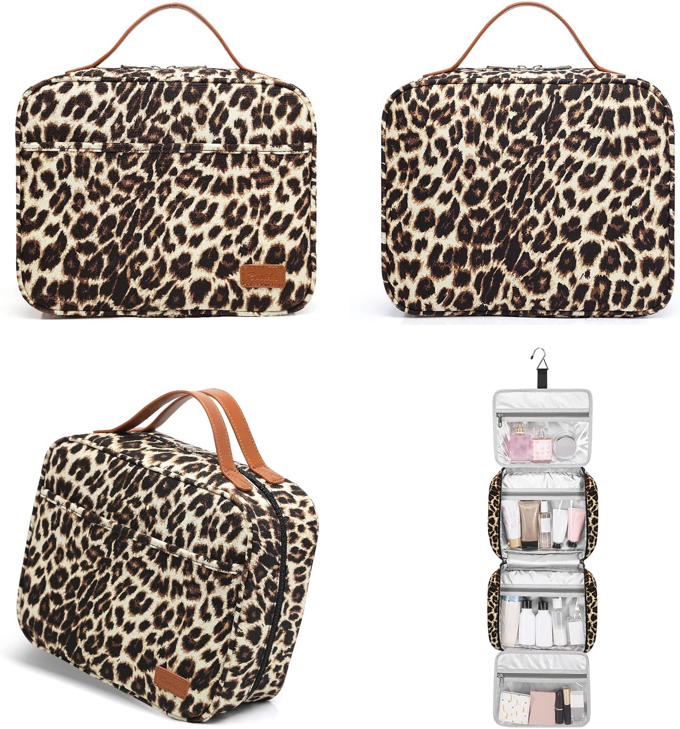 Hanging Travel Toiletry Bag,Large Capacity Cosmetic Travel Toiletry Organizer for Women with 4 Compartments & 1 Sturdy Hook,Perfect for Travel/Daily Use/Christmas