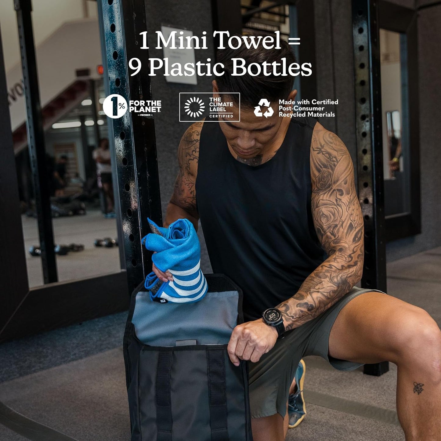 Nomadix Mini Towel - Perfect for Beach, Pool, Travel, Camping, Yoga - Made with Recycled Materials - Super Absorbent - Sand Resistant - Poolside Navy - 16x40