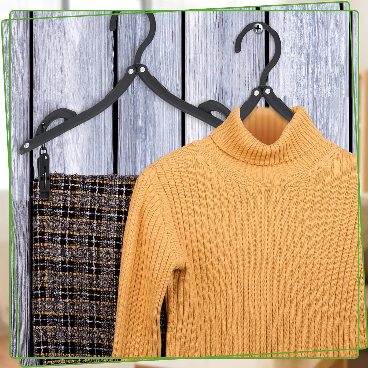 Maitys 24 Pieces Folding Travel Hangers Foldable with Clips Portable Collapsible Coat Hanger Travel Drying Rack for Clothes (Black)