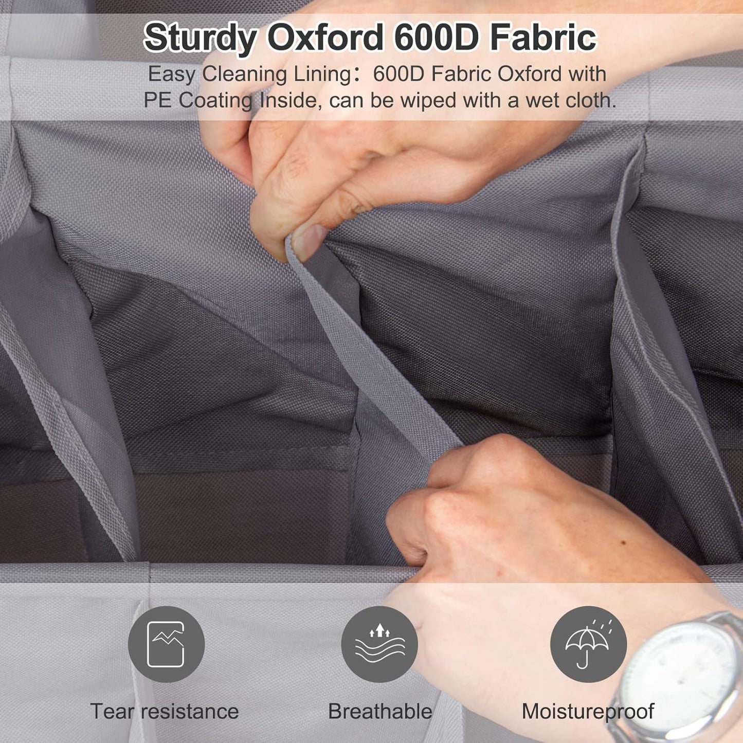 FENTEC 2 Pack Over the Door Shoe Organizer, Hanging Shoe Organizer Rack,24 Large Pockets and 4 Larger Storage Various Compartments with 6 Hooks, Home Accessories, Grey