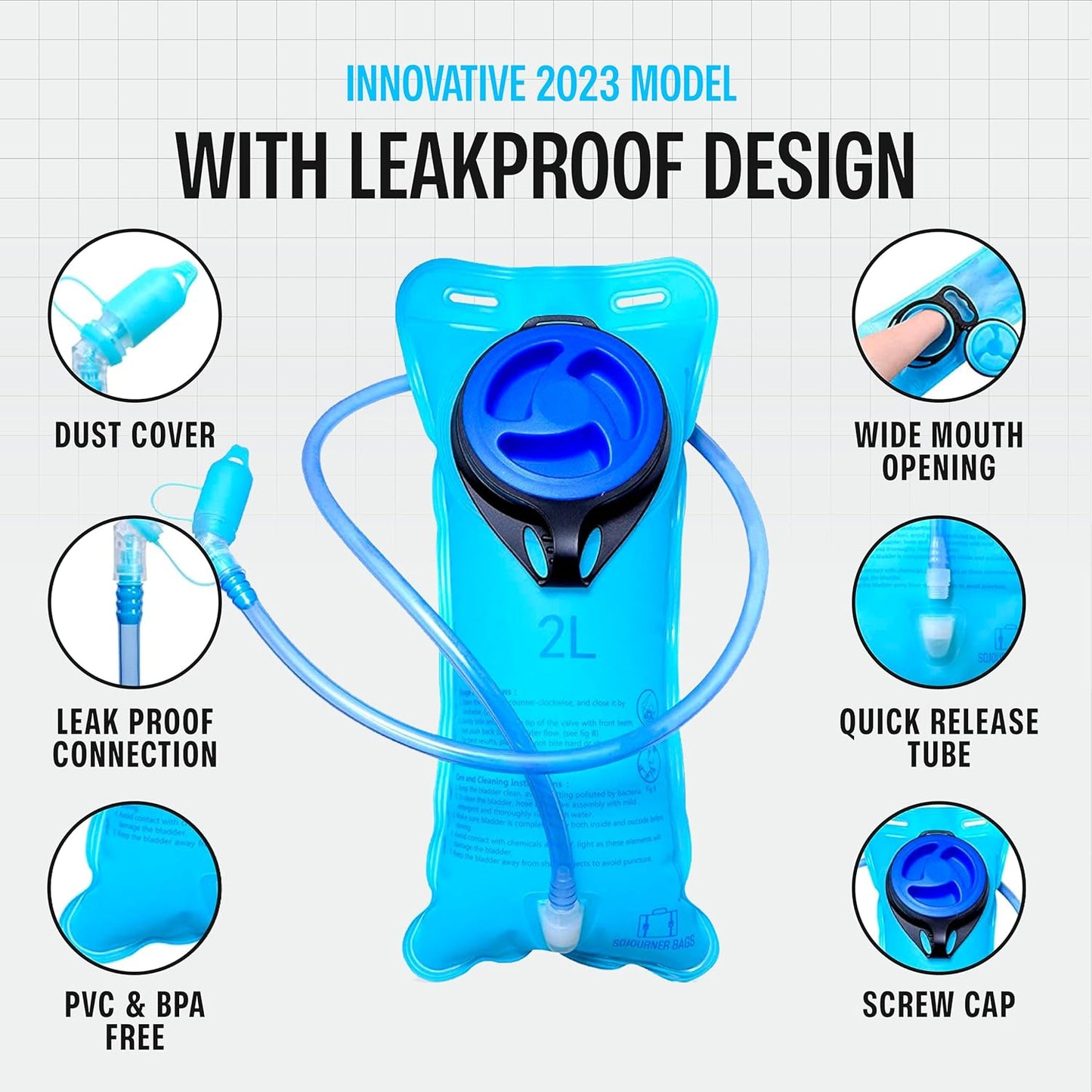 Sojourner Hydration Pack, Hydration Backpack - Water Backpack with 2l Hydration Bladder, Festival Essential - Rave Hydration Pack Hydropack Hydro for Hiking, Running, Biking, Festival Gear