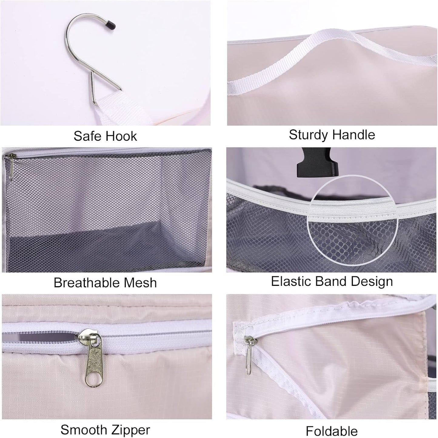 TABITORA Travel Portable Hanging Shelves Closet Organizer Packing Luggage Storage with Multifunctional and Foldable Invisible Compartment,Lightweight, for Suitcase, RV,Closet…Pink,XL