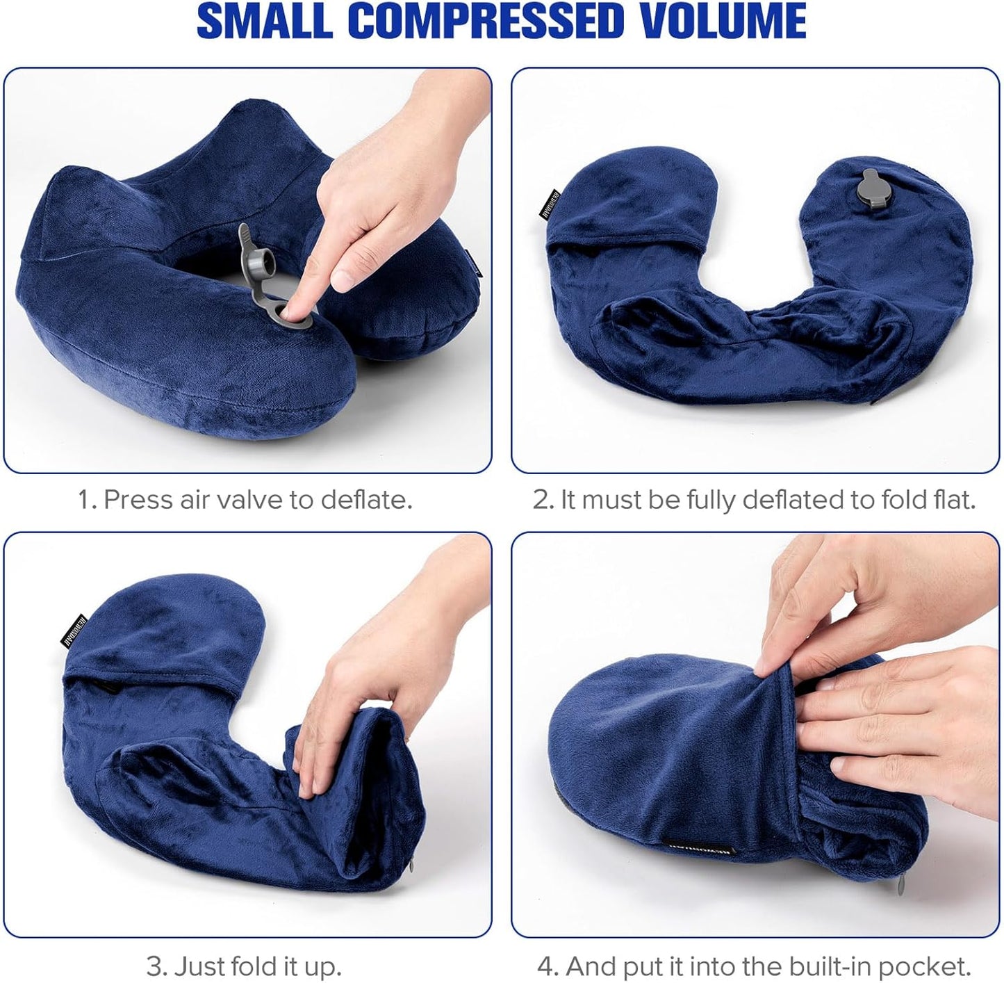 Rewondah Inflatable Travel Pillow for Sleeping Airplane - Inflatable Neck Pillow for Traveling on Plane with Washable Cover, Blow up Neck Travel Pillow for Airplanes, Cars - Portable and Comfortable