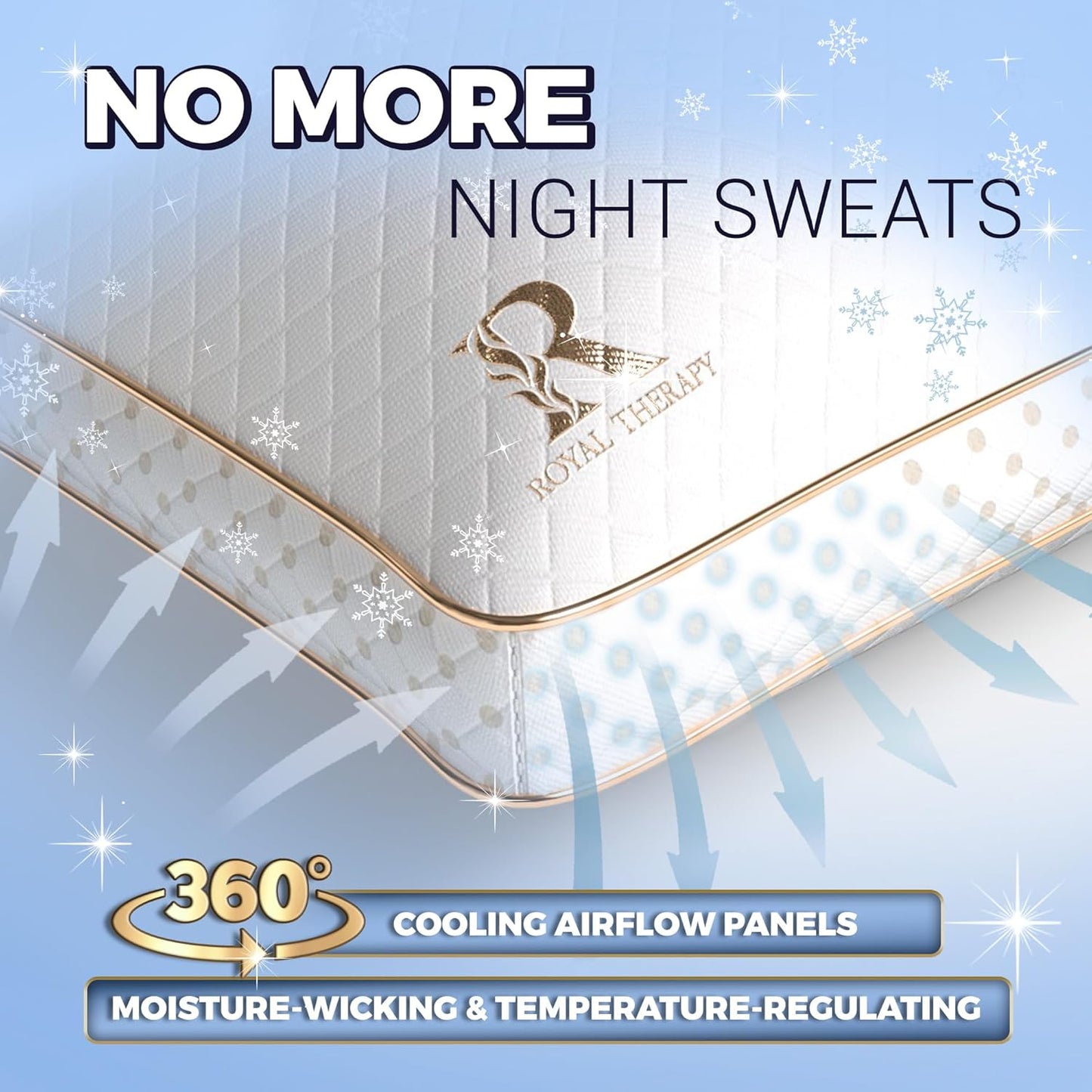 Royal Therapy Queen Memory Foam Pillows 4-Pack - Shredded Memory Foam Pillow for All Sleep Positions - Medium Firm Pillow with Adjustable Loft, Bamboo Rayon Cover, CertiPUR-US, Oeko-TEX Certified