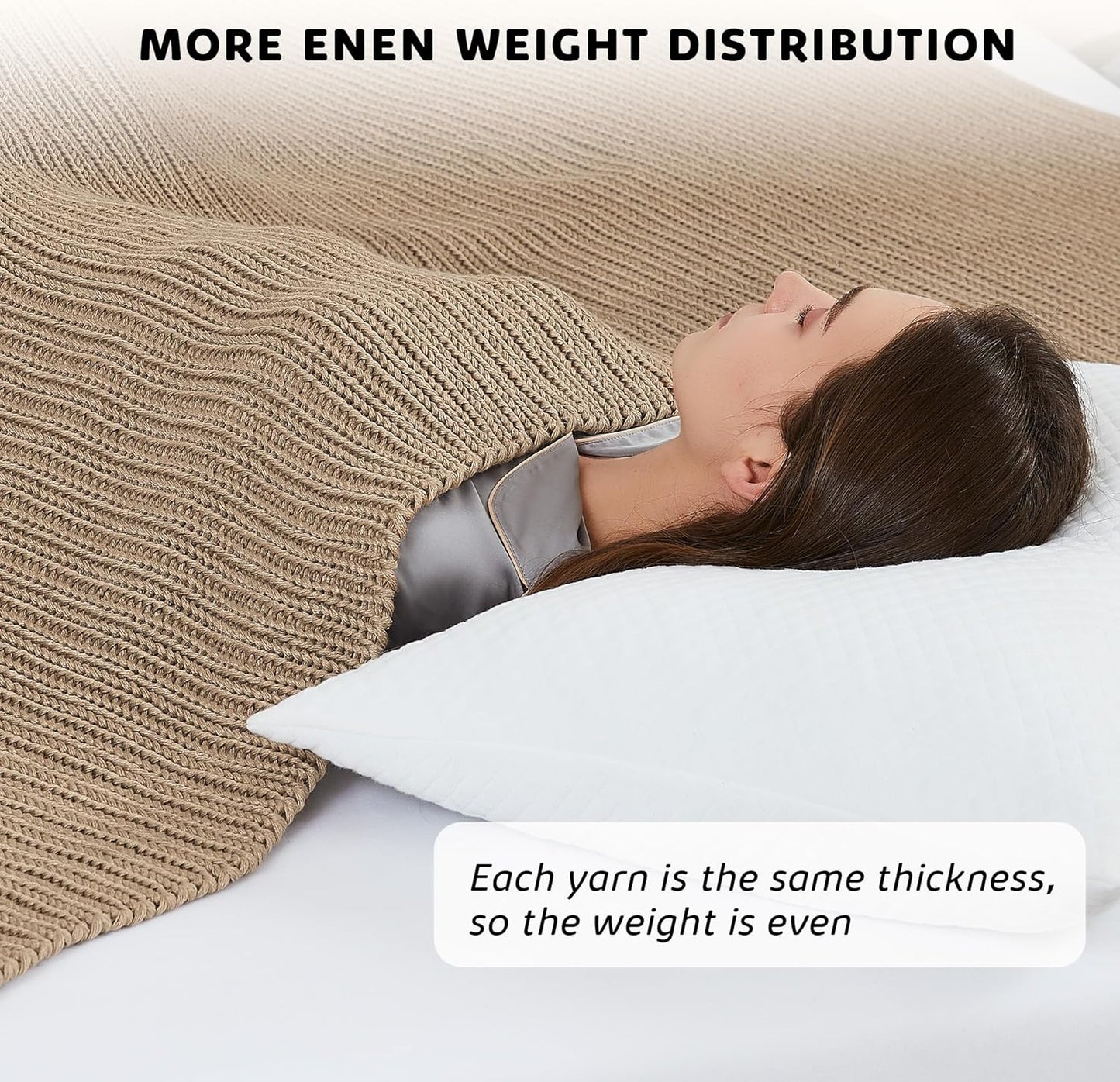 L'AGRATY Knitted Weighted Blanket - 48"x72" 20lbs Cooling Chunky Knit Heavy Blanket for Adults Braided Crochet Throw Thick Cable Yarn Knit Decorative No Beads Evenly Weighted Machine Washable