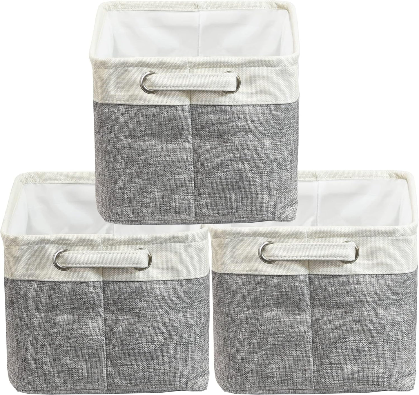Simple Houseware 14.4" x 10" Fabric Storage Bin with Handles, 3-Pack, Foldable Organizer for Closet and Shelf, Gray