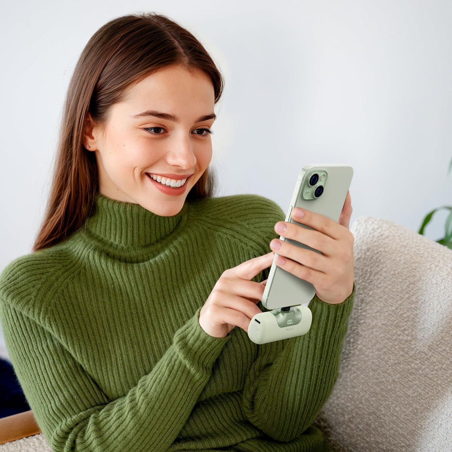 iWALK Portable Charger 5500mAh Next-Gen Small Power Bank 22.5W Fast Charging Battery USB-C Portable Phone Charger for iPhone 16/15 16 Plus 16 Pro Max iPad, Samsung Galaxy S25 S24 S23 Android, Green