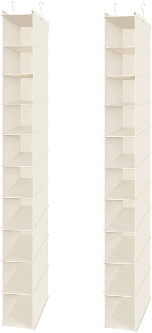 MAX Houser 10-Shelf Hanging Shoe Shelf Organizer, Hanging Shoe Storage for Closet,Pack of 2(Beige)