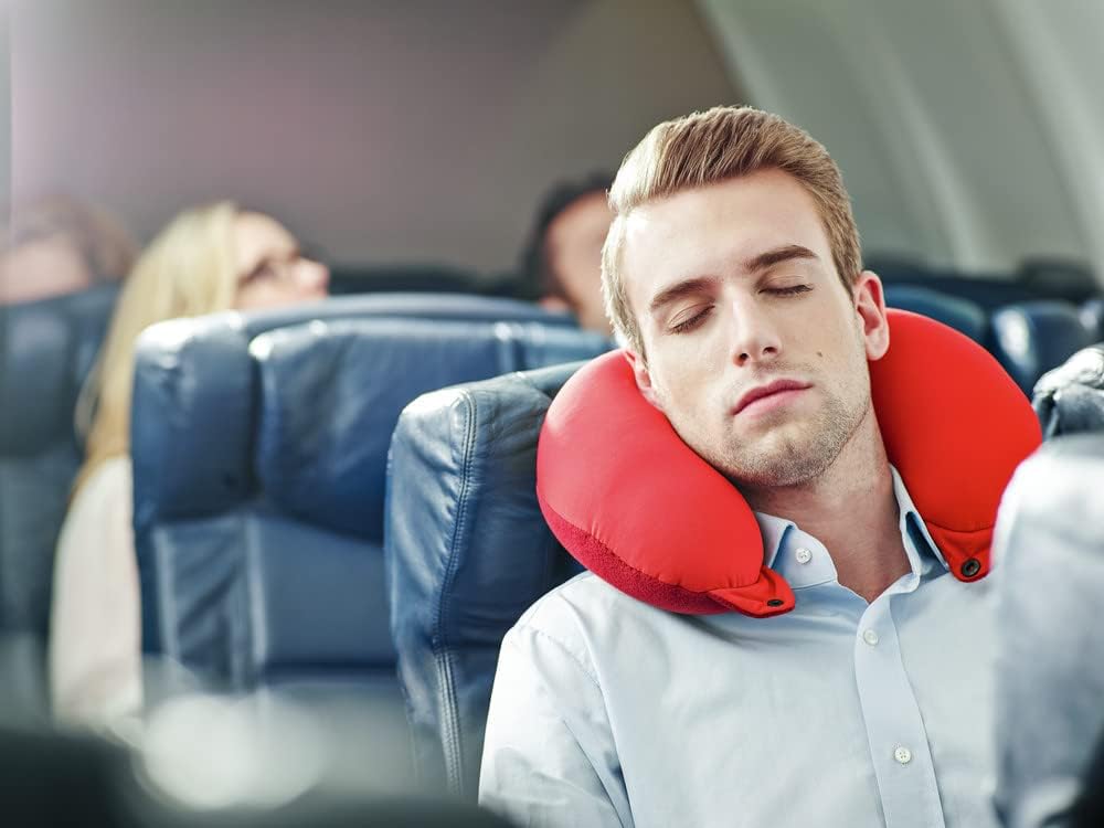 Classic Bean Sleeper, Comfortable Travel Pillow Filled with Micro Polybeans, Neck Pillow for Uninterrupted Sleep, Ideal for Airplane, Bus, Car, and Train, Travel Essentials, Assorted Colors