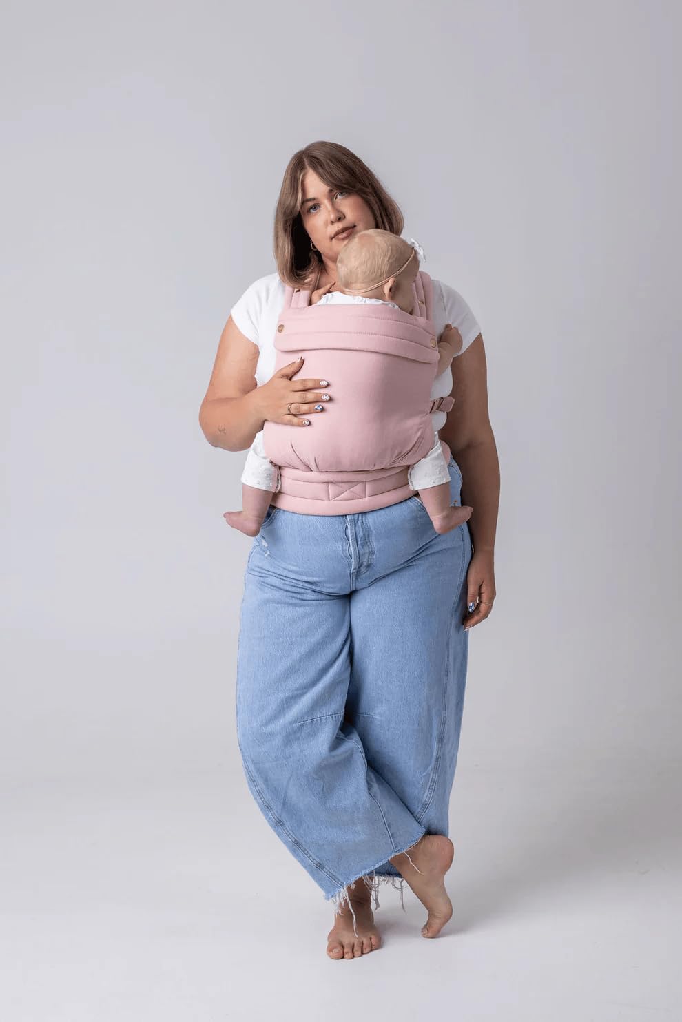 Mabē Monarch Ergonomic Baby Carrier – Premium Cotton Soft Structured Newborn to Toddler Carrier with Hip-Healthy Design, 3 Carry Positions (7-35lbs), Lightweight & Breathable, (Blush Dawn)