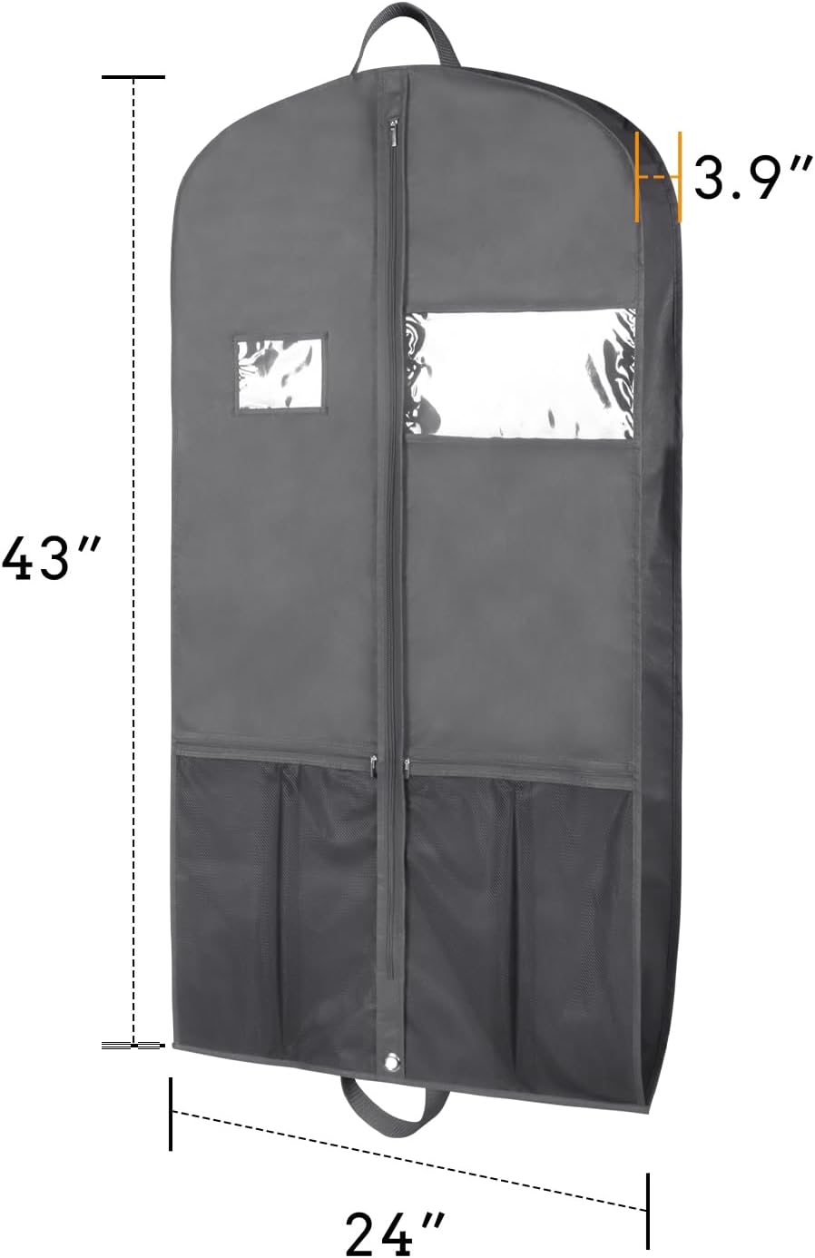 Zilink 43" Suit Bags for Closet Storage and Travel Gusseted Hanging Garment Bags for Men Suit Cover for Travel with Handles for Coats, Jackets, Shirts,Dresses, Grey