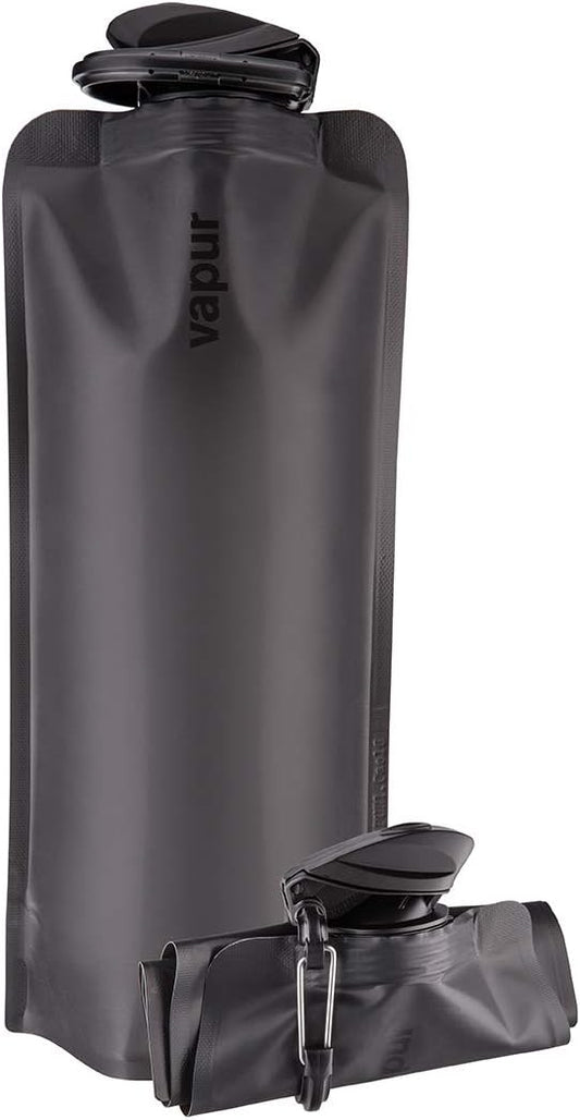 Vapur Flexible, Collapsible Wide Mouth Anti-Bottle with Detachable Carabiner, 34 Ounce, Blackout, Pack of 1