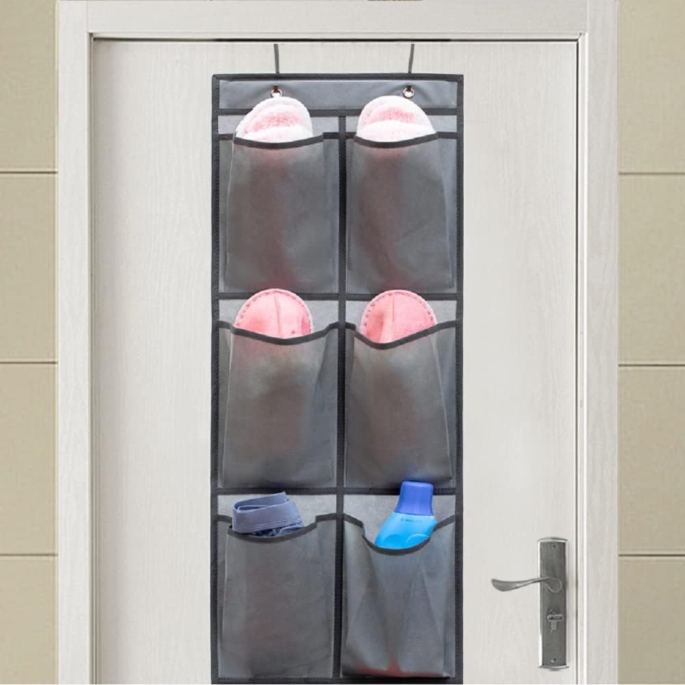 2 Packs Over The Door Hanging Closet Shoes Holder Organizer Shoe Storage Shoe Rack with 6 Pockets (Fabric Pockets)