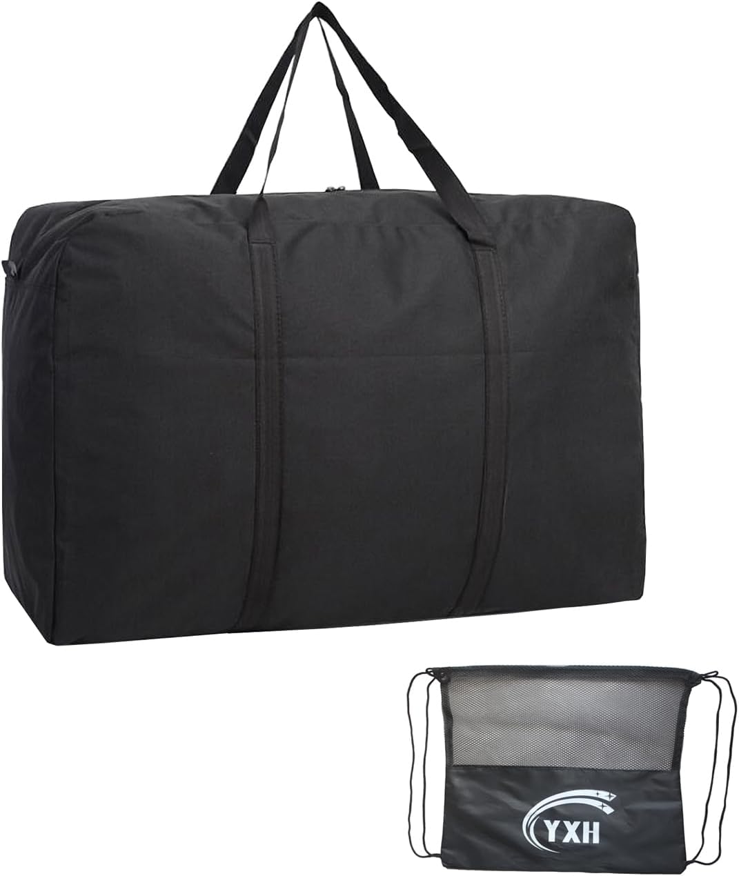 Large Storage Bags, 150L Waterproof Foldable Travel Duffle Bag with Reinforced Handles, Black Heavy Duty Moving Bags, for Bed Organize Clothing, Blanket