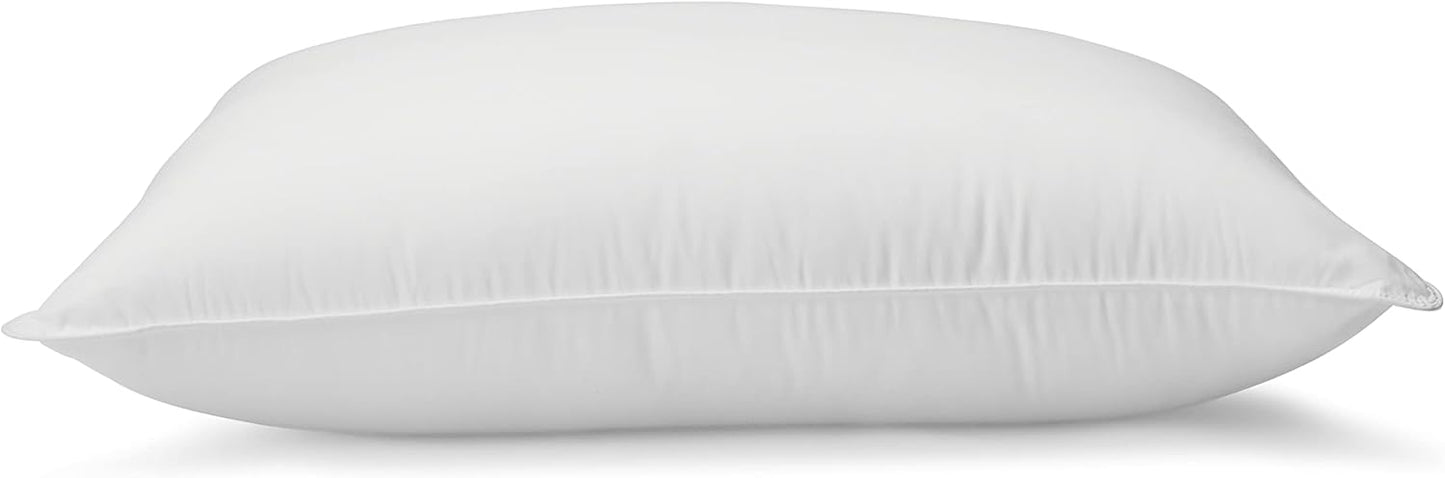 Amazon Basics Down Alternative Pillow for Back Side Sleepers, Medium Density, Standard Size, 26" x 20", 2-Pack, White